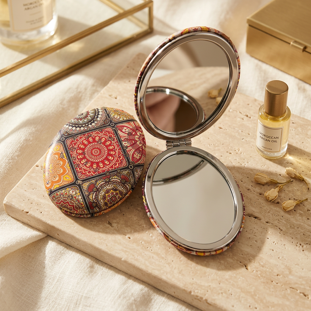 Moroccan-Inspired Compact Mirror